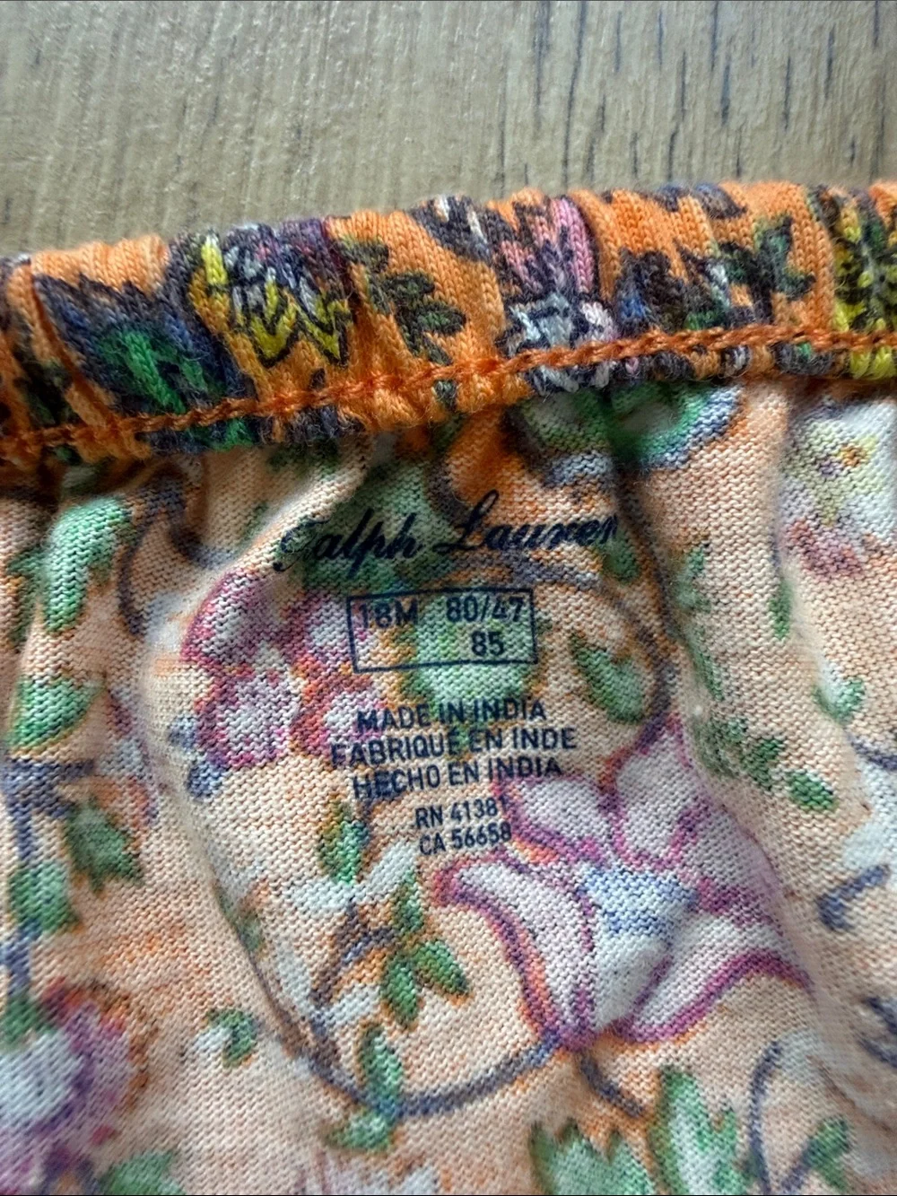 Ralph Lauren Girls 18M Orange Floral Tiered Sundress with Matching Bloomers
